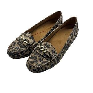 Vionic Mesa Leopard Print Chain Link Slip On Flat Loafer Size 8